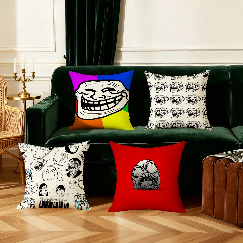 T-Trollface T-Troll-l cushion cover Pillowcase Bedroom living room sofa Christmas decorations soft cushion cover with zipper