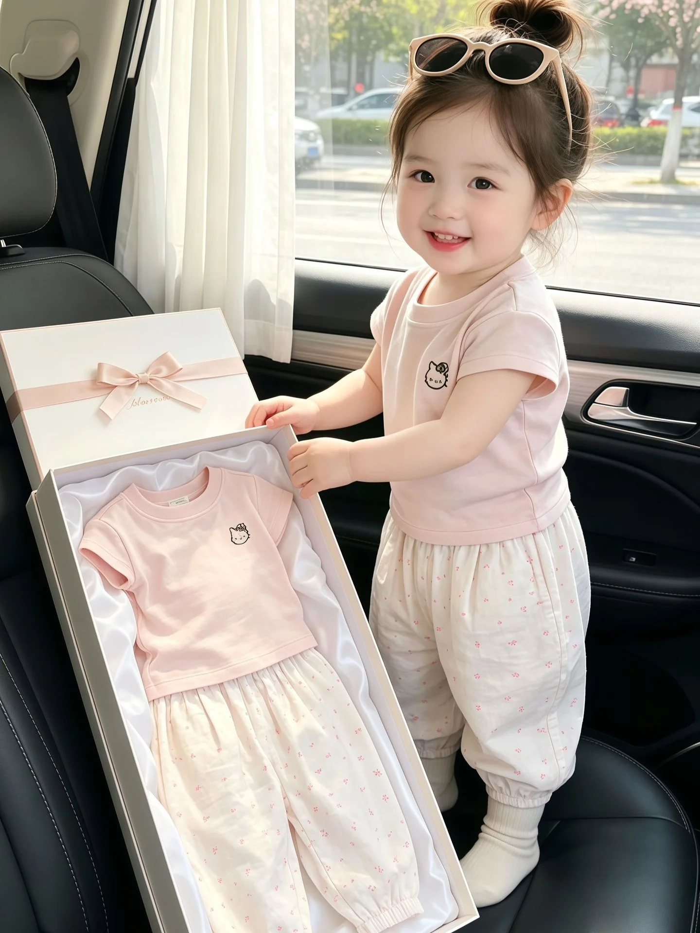 cute-cartoon-print-short-sleeve-top-and-lantern-pants-set-for-girls-summer-floral-two-piece-outfit-korean-style-sweet-and-lovely