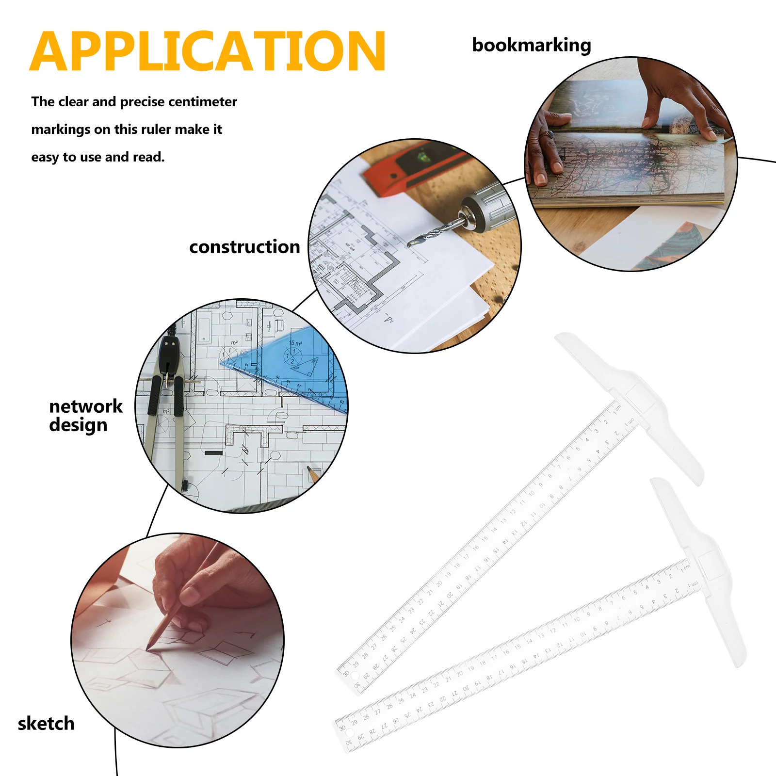 2 قطعة مسطرة احترافية من البلاستيك الشفاف لصياغة المهندس المعماري خفيفة الوزن ودقيقة #6