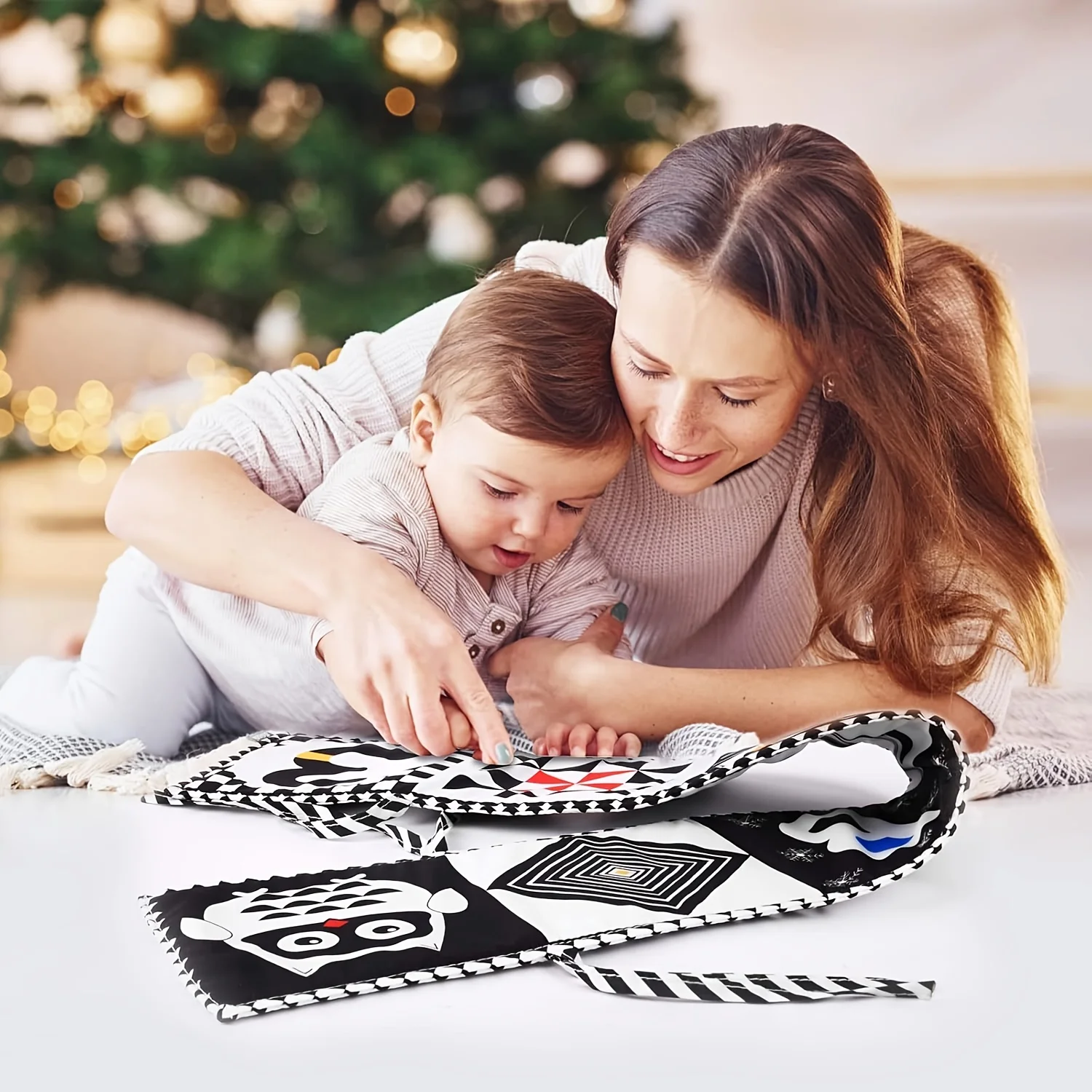 Czarne i białe zabawki dla niemowląt o wysokim kontrastie, miękka książeczka dla noworodka, zabawki sensoryczne, książeczka z materiału do stymulacji wzrokowej.