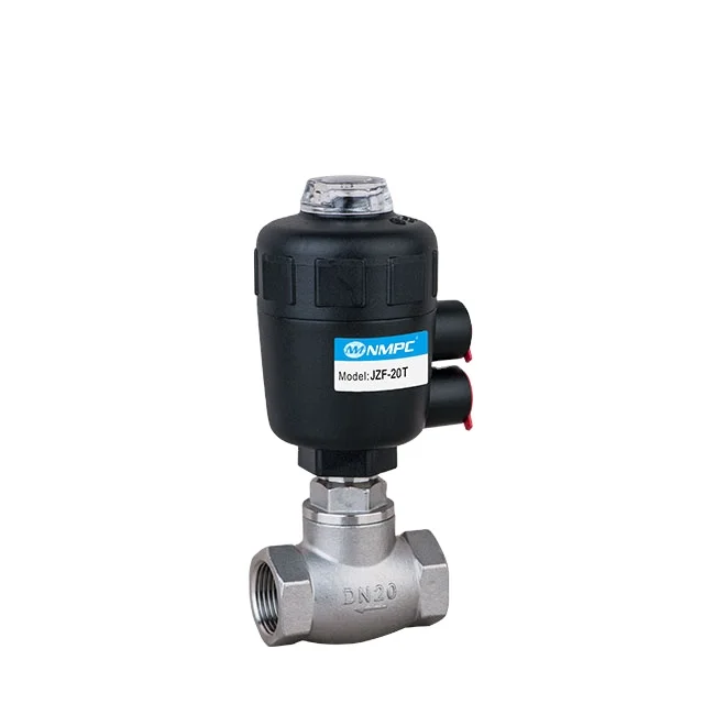 

Low Price Air operated valves Thread 1/2IN 3/4IN 1IN Solenoid Valves Pneumatic Angle Seat Valve With Plastic Actuator