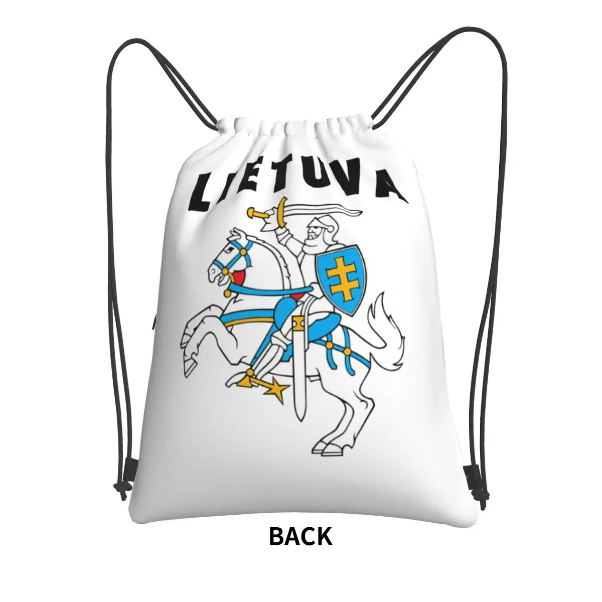 Lietuva Lithuania Coat Of Arms Backpacks Casual Portable Drawstring Bags Sundries Bag Book Bags For Man Woman Students