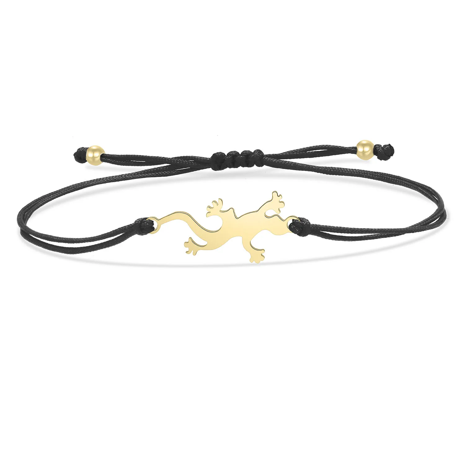 Gold-plated Stainless Steel Delicate Polished Creative Lizard Charm Bracelet Women Nature Iguana Gecko Animal String Jewelry Him