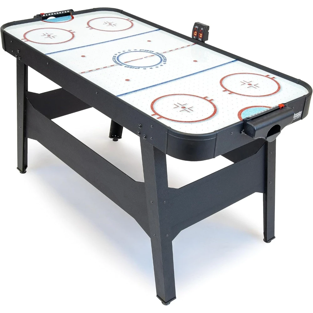 54 Inch Air Hockey Arcade Table for Kids & Adults - Includes 2 Pushers, 3 Pucks, AC Motor, and LED Scoreboard - Oak or Black