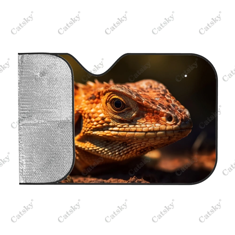 Bearded Dragon Under Blue Sky Car Windshield Sunshade, Front Auto Cars Sun Shade Blocks Uv Rays Sun-Visor Protector