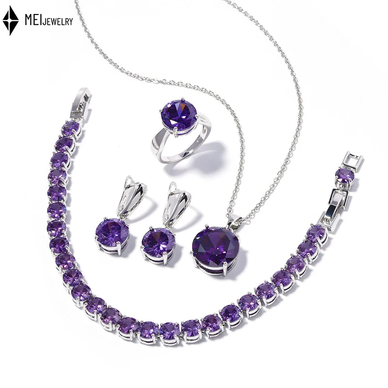 

Simple Geometric Circular Cubic Zirconia Earrings Rings Bracelets Necklaces Jewelry Sets
