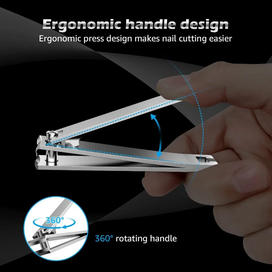 Nail Clipper and File Profional Stainl Steel Heavy Duty Nail Cutter with Ergonomic Long Handle and Sharp Jaw Clip Finger Nails