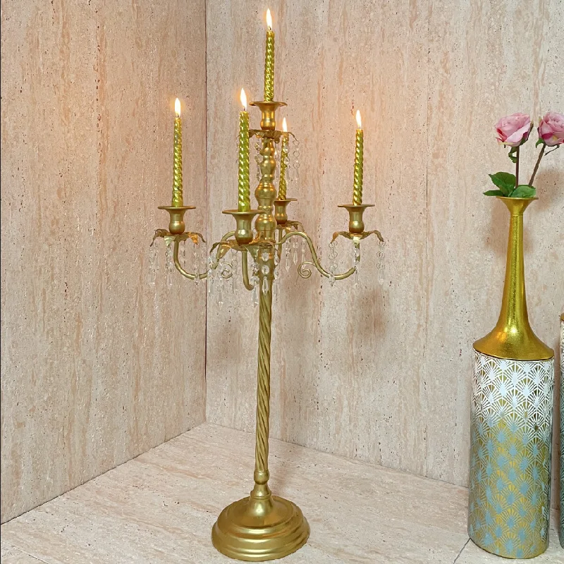 

light luxury candle holder Festive wedding atmosphere Table decoration Multi-headed candle cup Crystal pendant Candle h