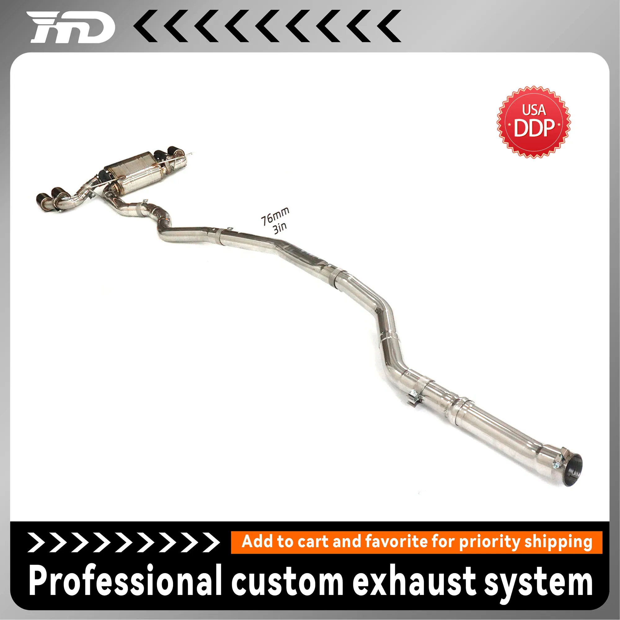 

HMD for BMW 340i F30 stainless steel catback exhaust system with center return valve to improve exhaust performance