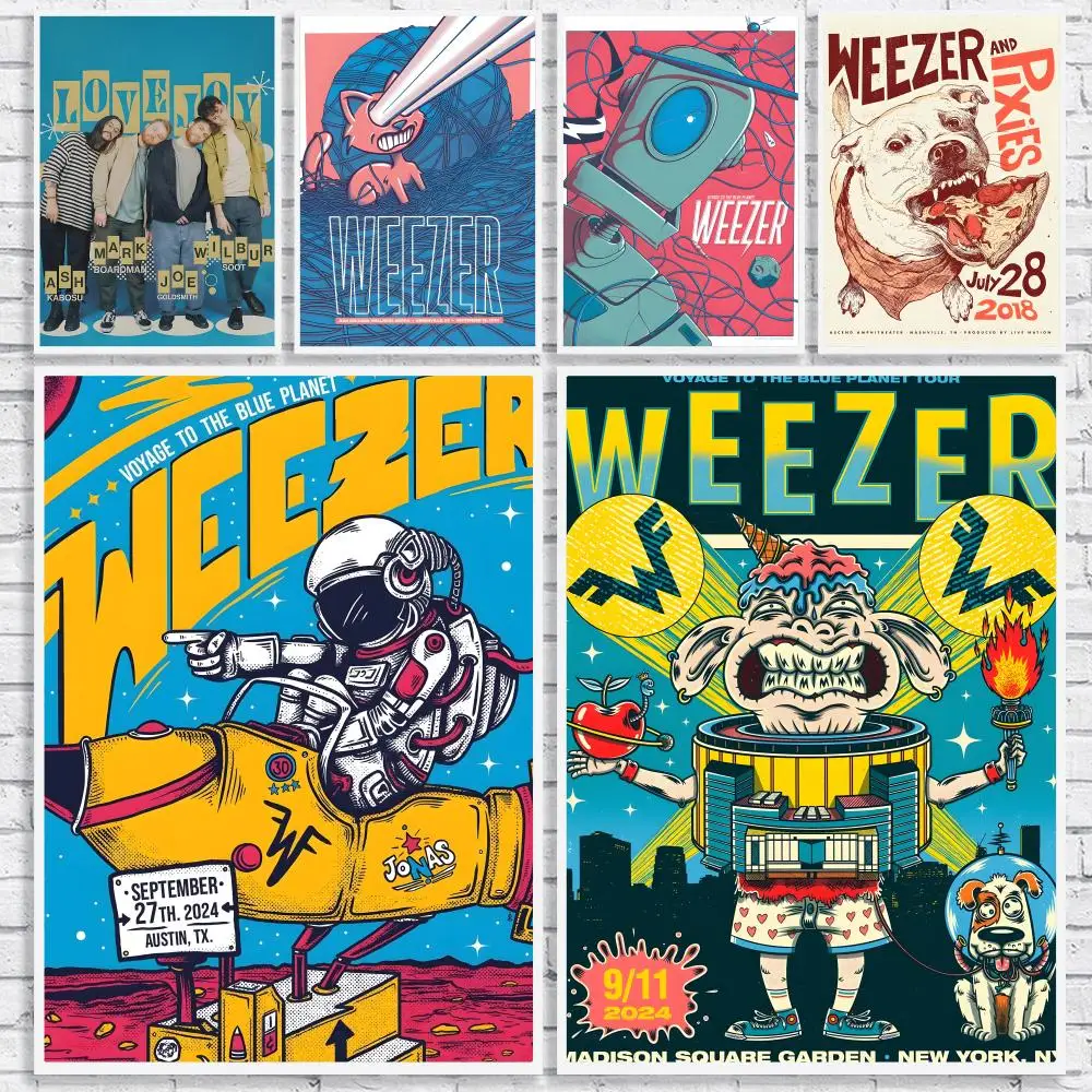 Rock Band W-weezer Painting Calligraphy High-Quality Canvas Wall Mural Crease-Free For Living Room Bedroom Interiors