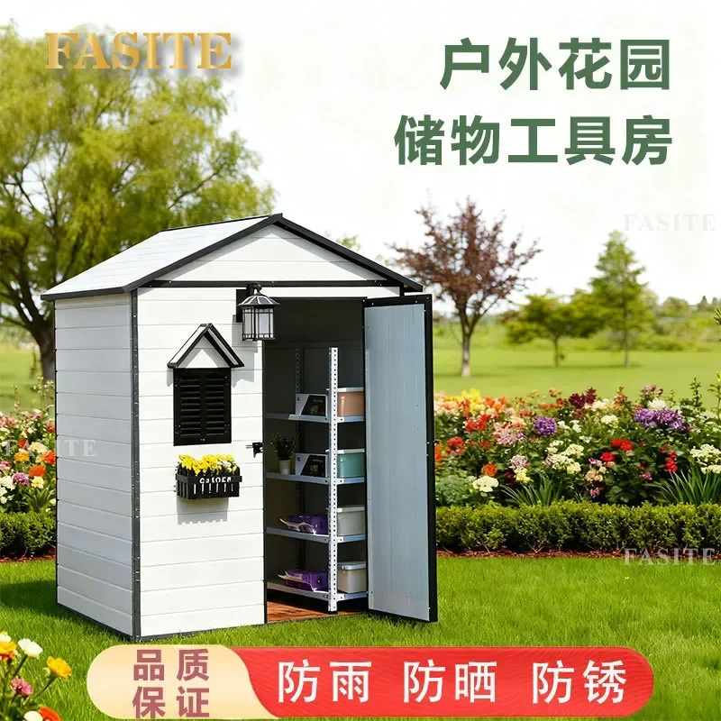 For Metal Tool Room Detachable Mobile Storage Shed Outdoor Assembly Sundries Organizer Durable Weatherproof Space Saving