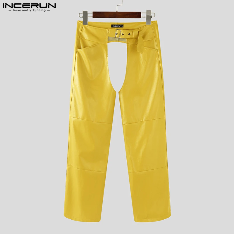 INCERUN Männer Hosen Einfarbig Aushöhlen Sexy Jogger Persönlichkeit Hosen Männer Streetwear 2025, Mode Party Casual Lange Hosen