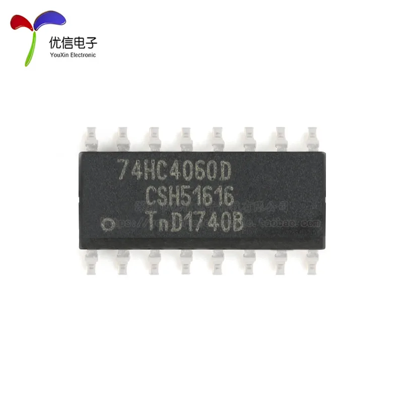 10Pcs/Original genuine 74HC4060D, 653 SOIC-16 with oscillator, 14 level binary ripple counter