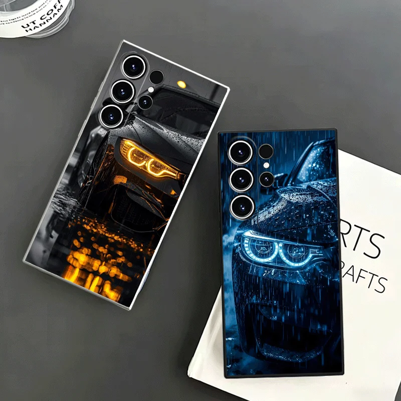 Blue Red Car for B-Bmwes Soft Phone Case For Samsung S24 S25 S26 Ultra S23 S22 Plus S21 S20 FE Edge + Black White Couple Cover