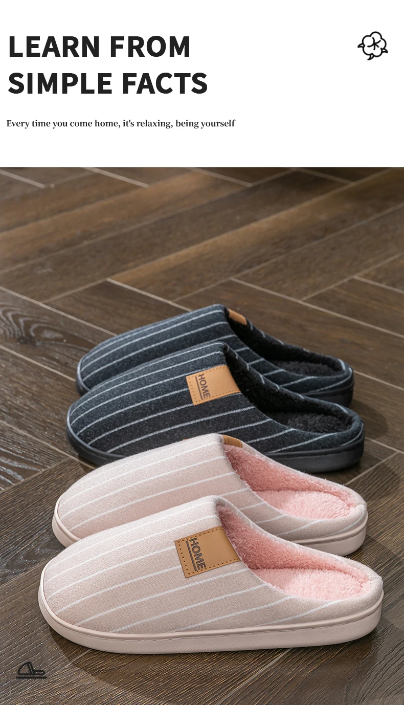 Gemütliche Clog-Hausschuhe aus Stoff mit vertikalen Streifen, Unisex, weich, warm, rutschfest, leicht, bequem, für Paare, Winter-Hausschuhe – Detail 3