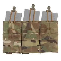 Triple Magazine Pouch 5.56 M4 M16 MOLLE Mag Pouch Elastic Rope Tactical Airsoft Vest K series Plate Carrier Front Panel