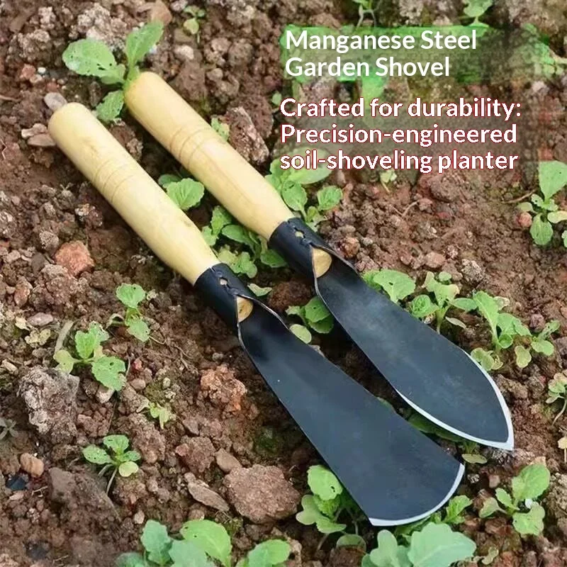 Garden Hand Shovel  Trowel Wooden Handle Spade Digging Weeding Transplanting Flower Vegetable Potting Soil Gardening Tool
