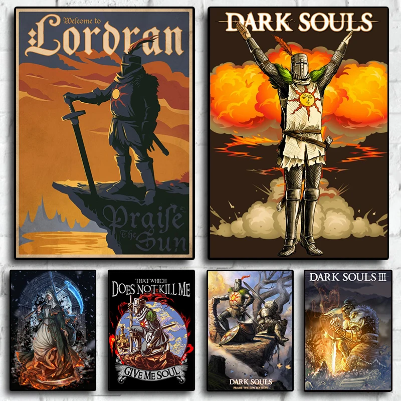 

Game Dark Souls 80s Retro Print Art Canvas Poster For Living Room Decor Home Wall Picture