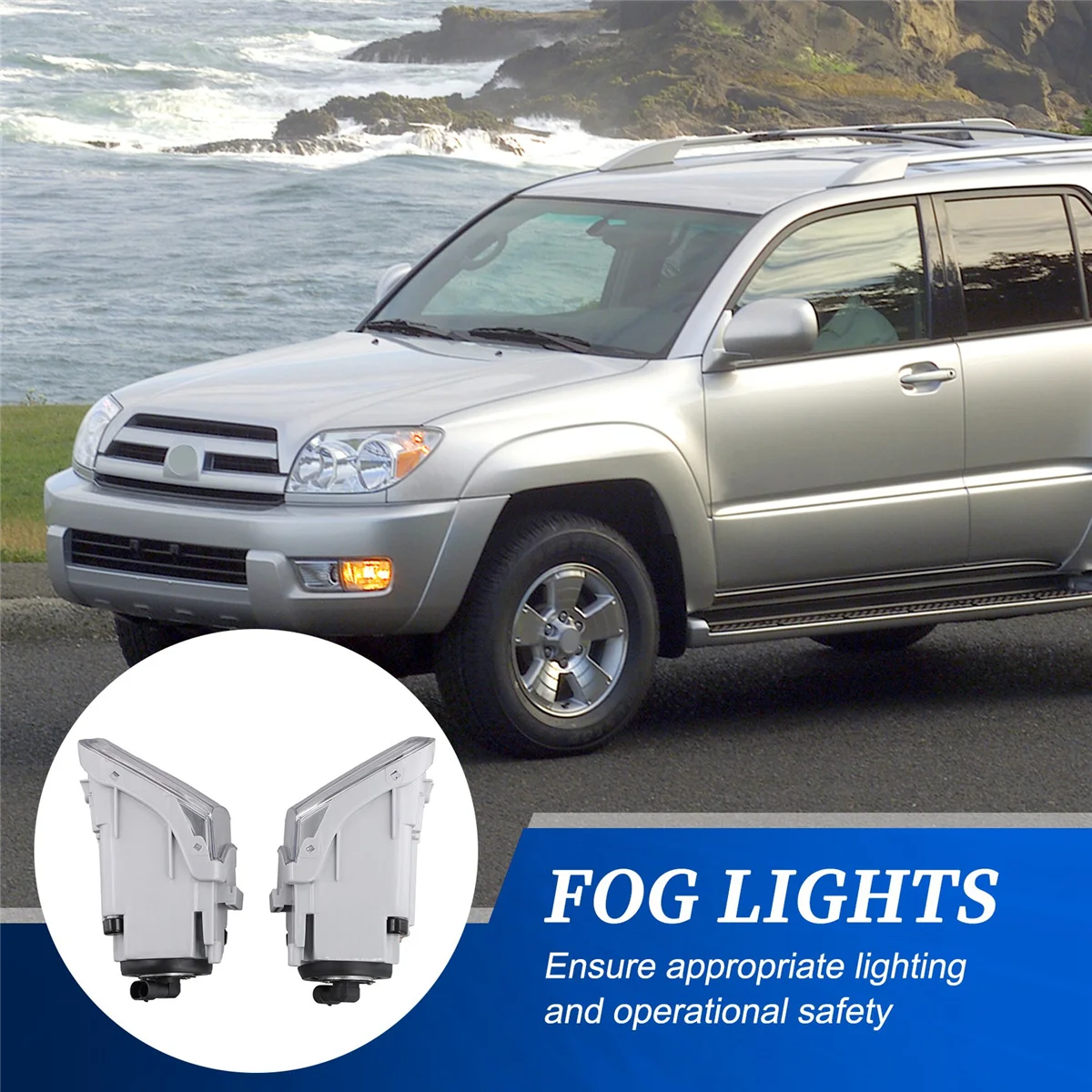 

X-T For Toyota 4Runner 2003-2005 Car Clear Lens Chrome Housing ABS Fog Lights Lamps W/Bulbs 81221-35040 81211-35060