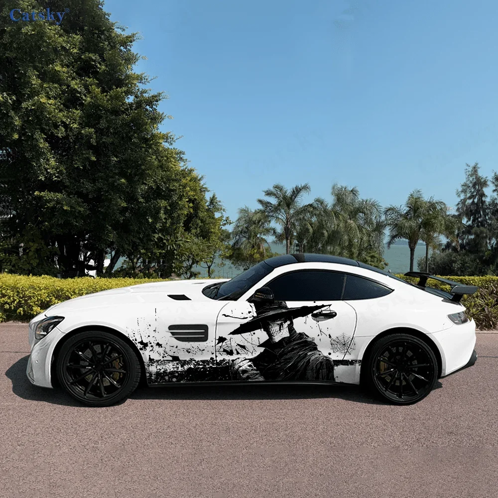 

Gothic Dark Hat Skull Smoking Car Side Sticker Decor,PVC Waterproof Scratch Resistant Decal,Car Protection,Auto Accessories Gift