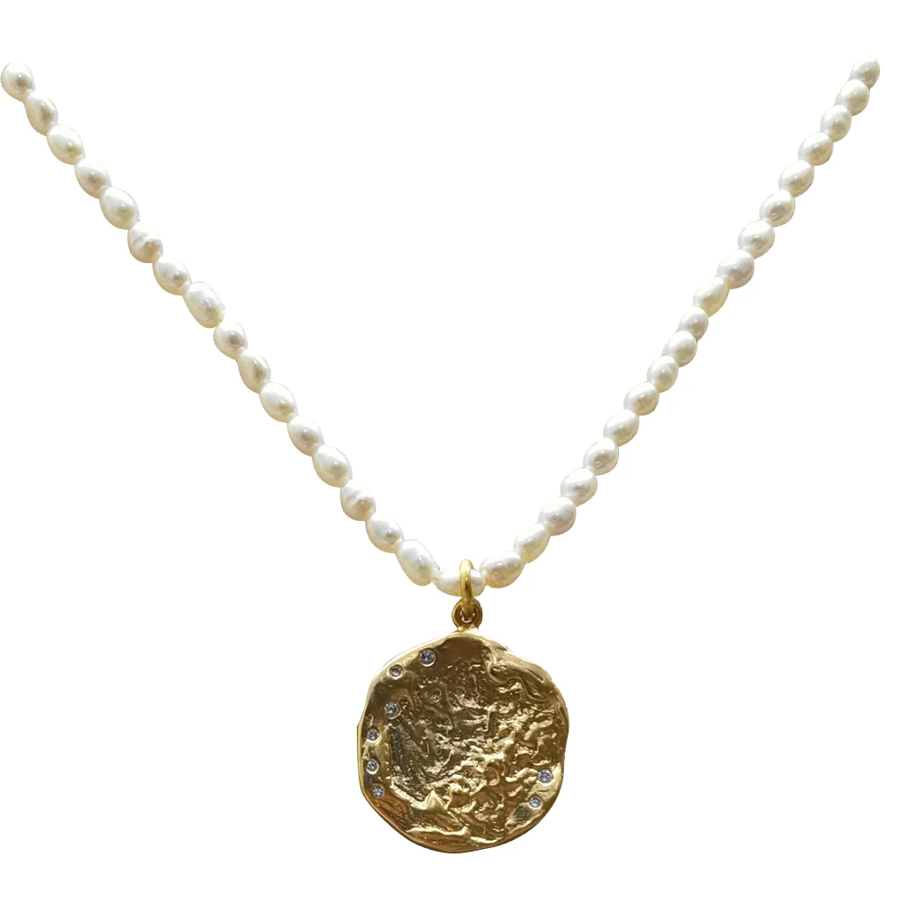 

Pearl Necklace Real Gold Plated Copper Elegant Female Chain Sweater Pendant Choker Delicate Birthday Wedding Gift