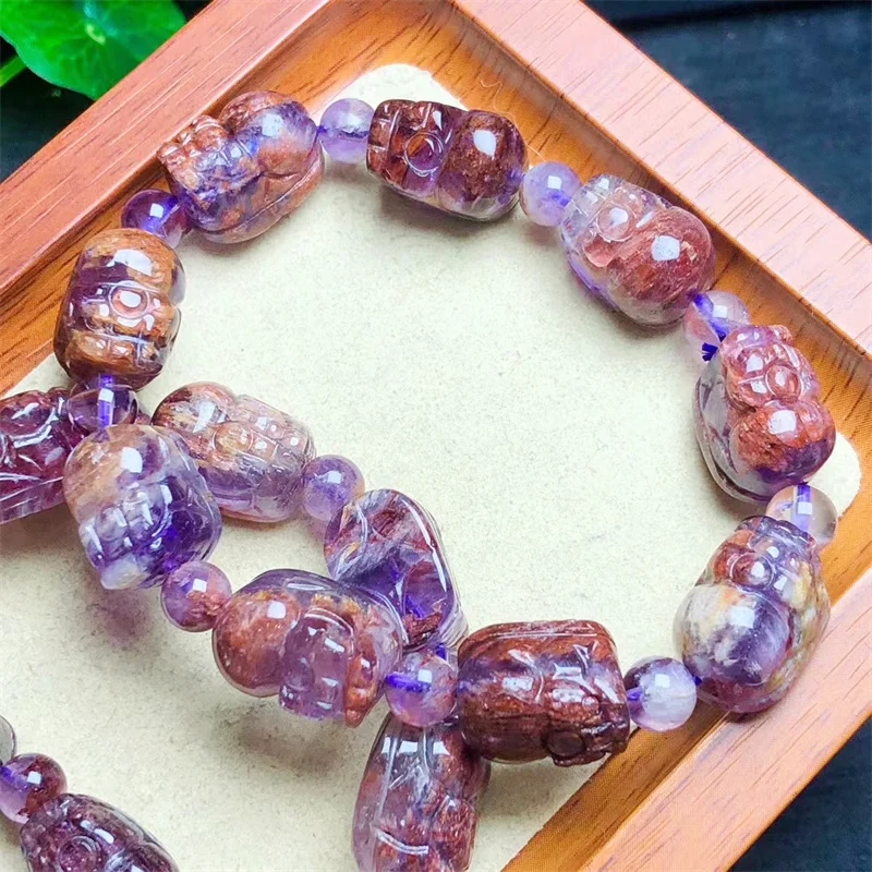 Natural Purpe Garden Quartz Pixiu Bracelet Healing Crystal Stretch For Women Man New Year Gift 1PCS