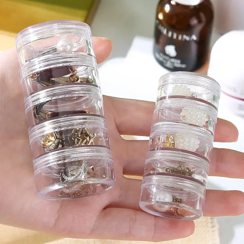 5 Layer Stackable Containers Plastic Round Clear Storage Accessories Organizer Box Jewelry Storage Box Makeup Storage Rack