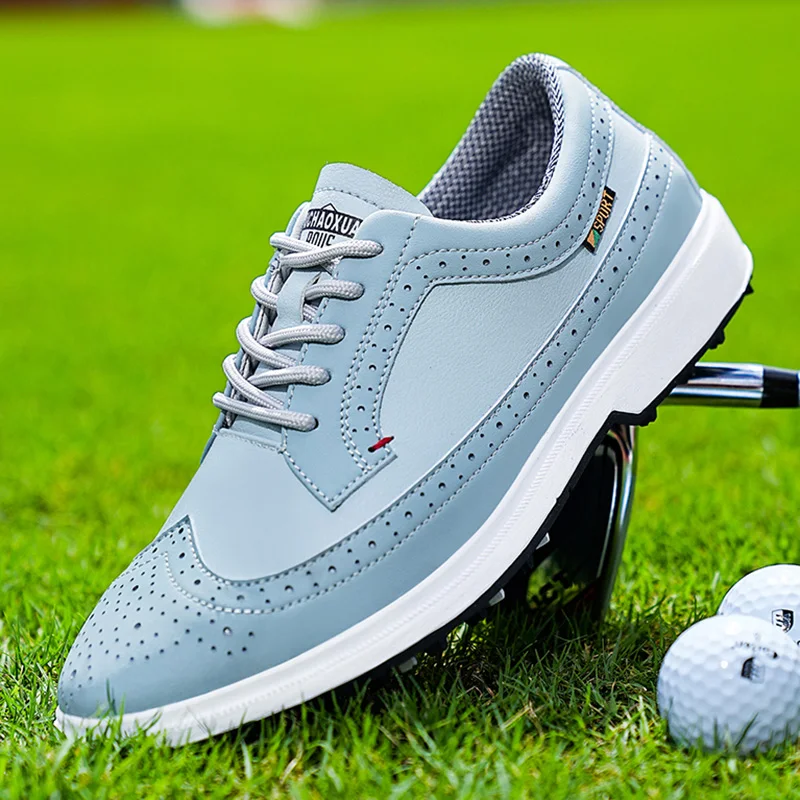 

Professional Golf Shoes Men's Sneakers High Quality Leather Golfing Footwear Man Big Size 39-47 Blue Outdoor Men Athletic Shoes