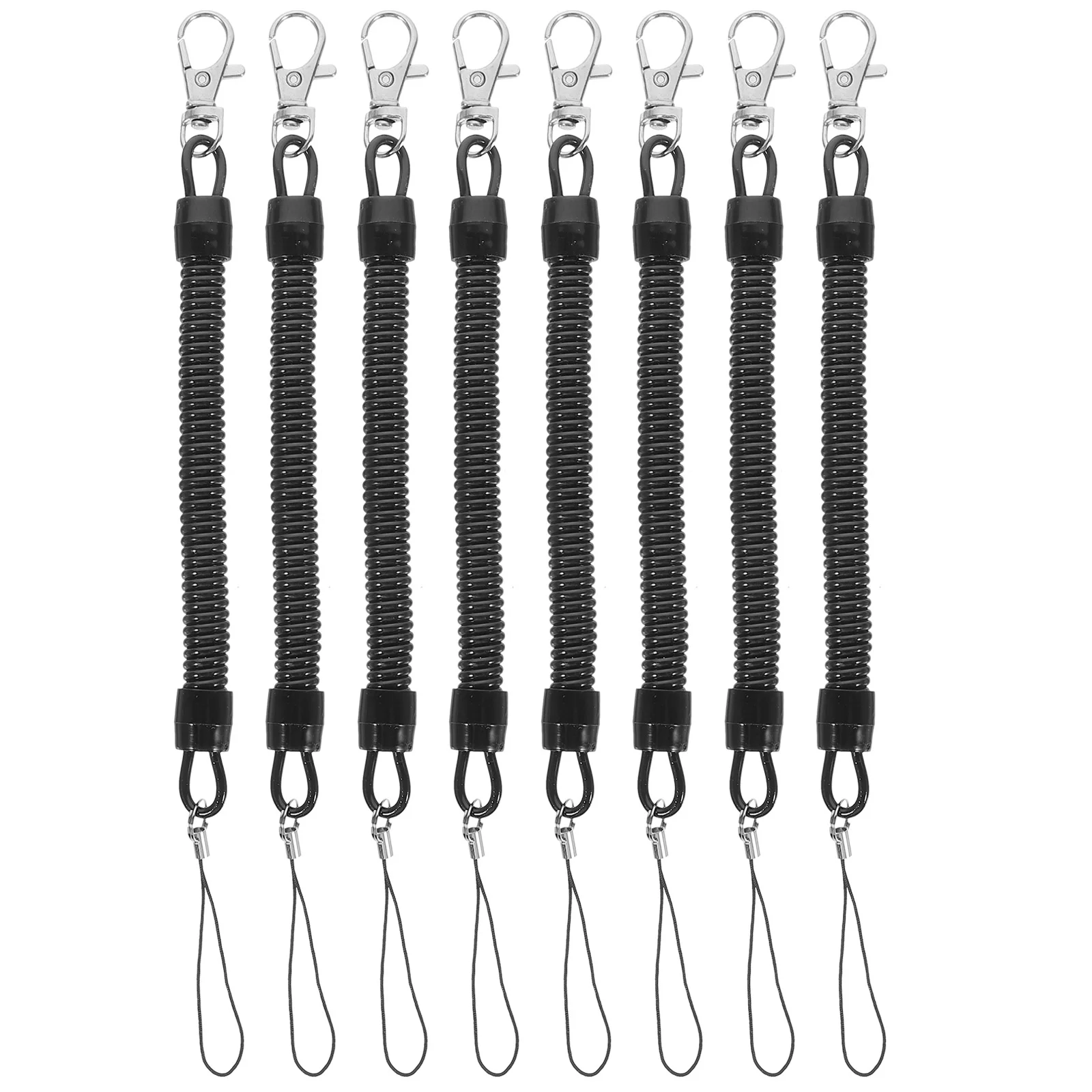 8 Pcs Stretch Spring Keychain Cord Lanyard -lost Pendant Buckle (8pcs) Retractable Telephone Line Rings