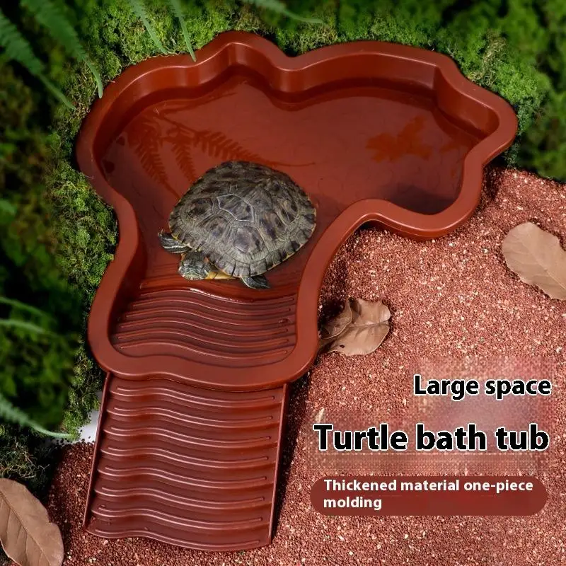 Turtle Pool Large Reptile Turtle Bathing Tub Feeding Bowl Lizards Habitat With Ramp Tortoise Feeder Bowl for Small Geckos Turtle