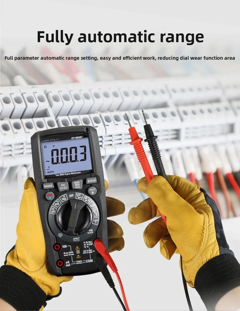 Industrial True RMS Multimeter Automatic Range Voltage and Current Measurement