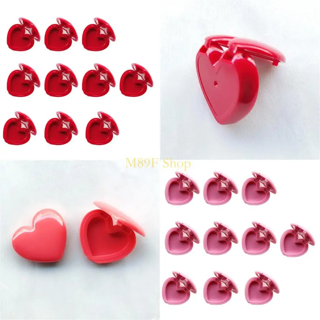 M89f 10 stks hart make -up opbergdozen met spiegel deksel draagbare cosmetische organisator