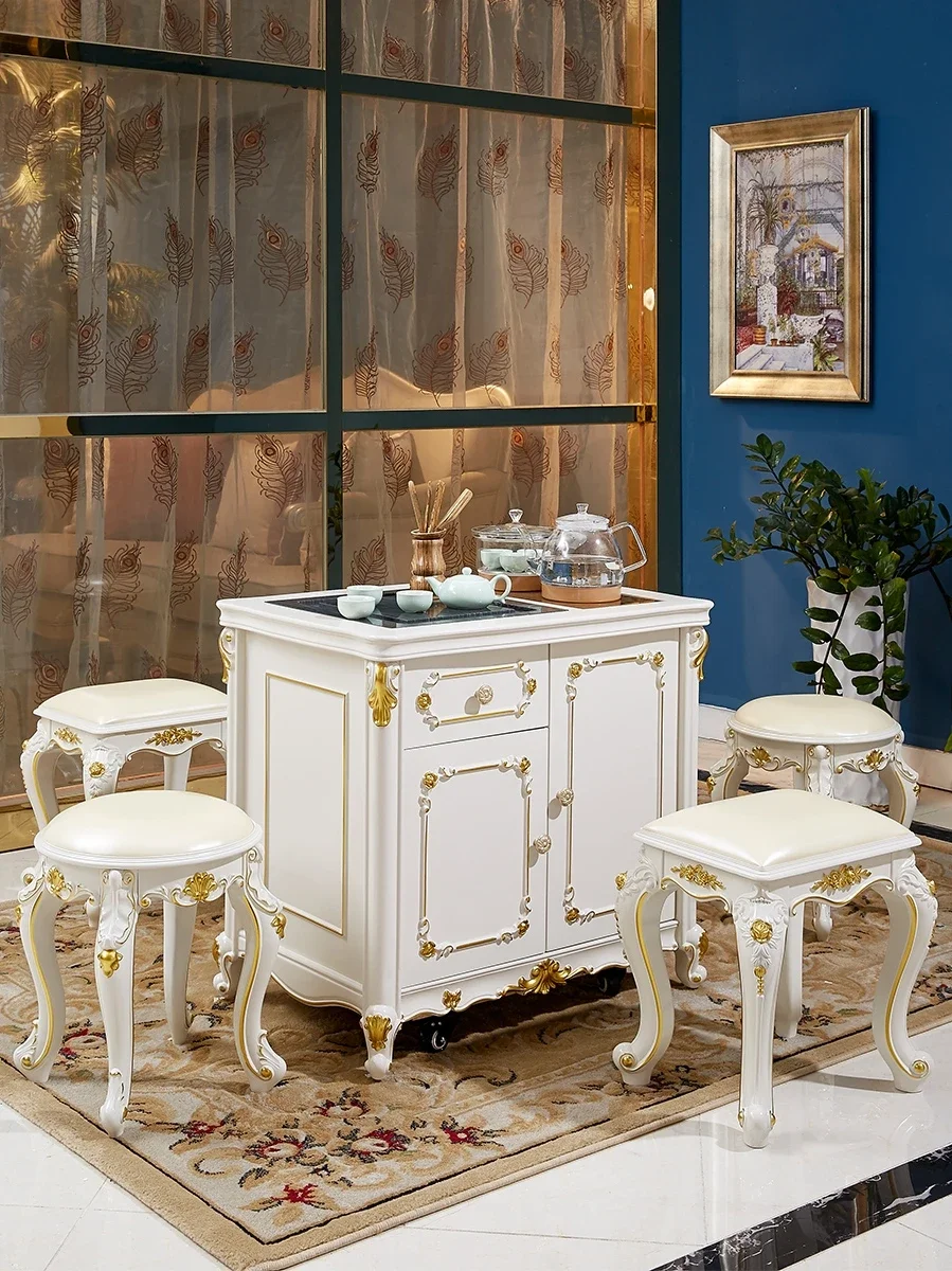 European Style Solid Wood Small  Table, Tea Bar, Small   Table, Several Household Mobile Balcony  Tables By The Side