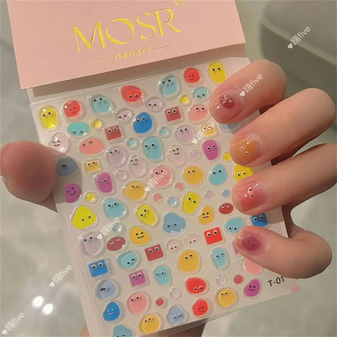 

Japanese Kawaii 3D Puffy Nail Stickers Dopamine Pattern Line Circle Tulip Letter Heart Self Adhesive for Manicure Supplies