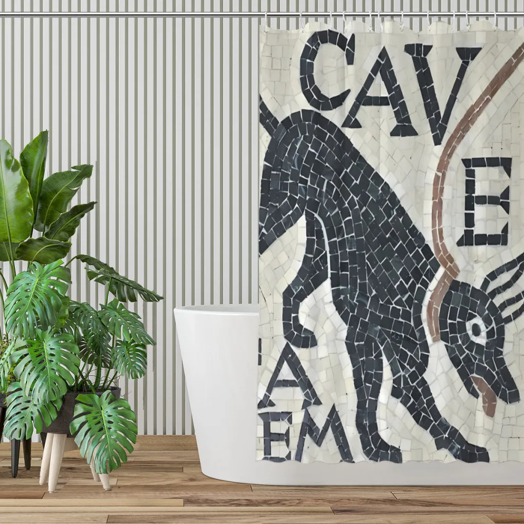 Cave Canem Mosaic Shower Curtains Ancient Romans Waterproof Fabric Creative Bathroom Decor with Hooks Home Accessories