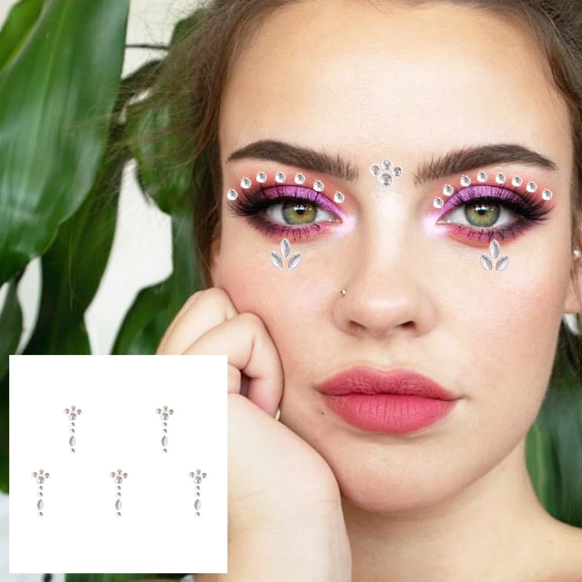 Face Gems For Women Temporary Tattoos Eye Forehead Diamonds Jewels Sticker Glitter Bindi Dots Crystals Makeup Jewelry Decoration