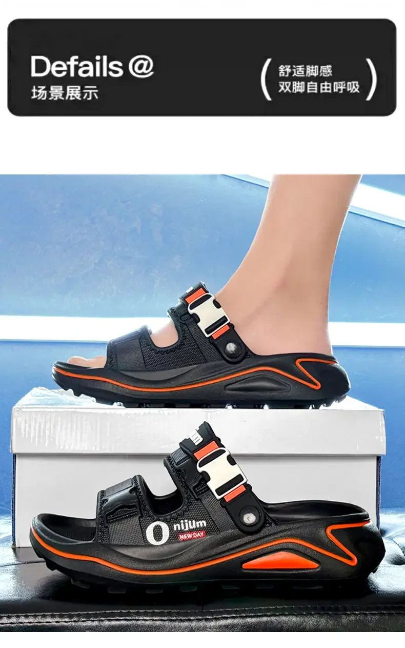 Herren-Sportsandalen mit dicker Sohle – Sommer 2026 – Outdoor, rutschfest, zum Fahren, Strand, leicht, bequem, EVA-Plattform-Slipper – Detail 9