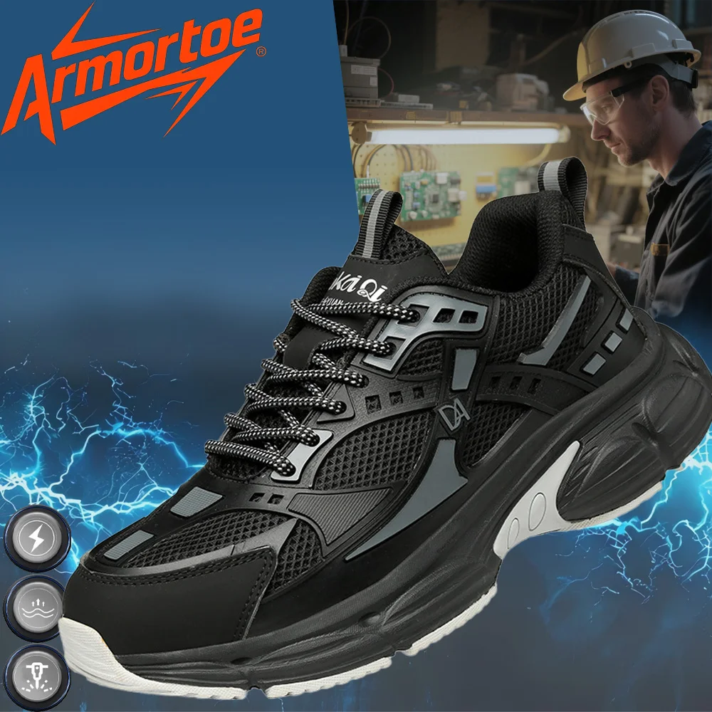 

ArmorToe 10KV EH Safety Toe Work Shoes Men Electrical Hazard Anti Puncture Slip Resistant Breathable #Armor2736