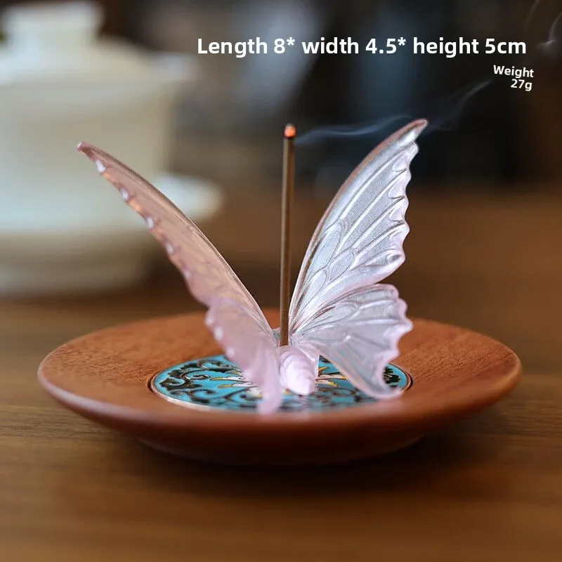 Glazed butterfly pen, four treasures of calligraphy study, incense burner small ornament decoration book