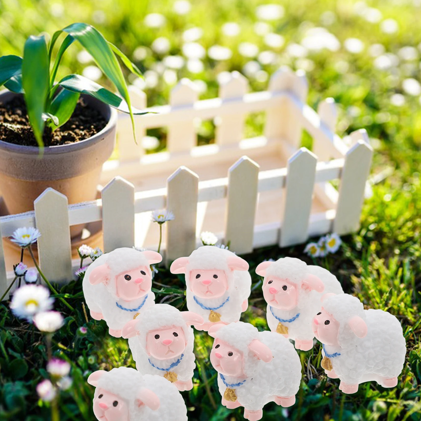 

12Pcs Miniature Sheep Figurine Mini Goat Resin Garden Animals Statue Goat Moss Micro Landscape Decoration For DIY Fairy Garden