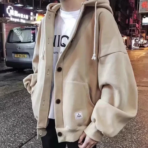 가을/겨울 남성용 양털 안감 두꺼운 후드 카디건 스웨트 트렌디 한 루즈 피트 다목적 쿨 자켓 아웃웨어 Best5 가을/겨울 남성용 양털 안감 두꺼운 후드 카디건 스웨트 트렌디 한 루즈 피트 다목적 쿨 자켓 아웃웨어 Best5