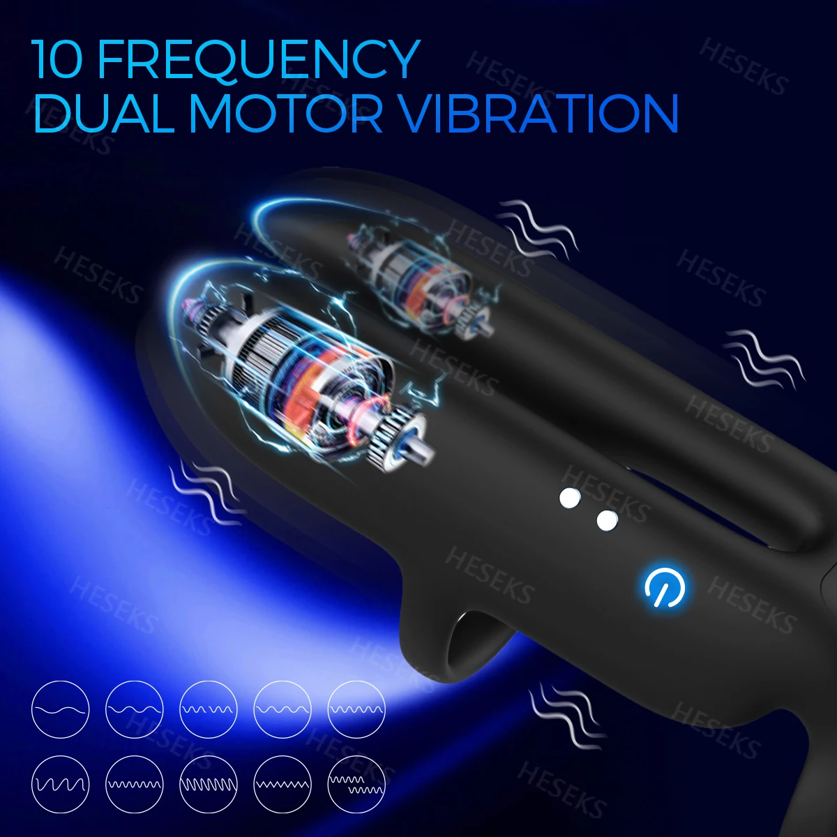 HESEKS Dual Motor Vibrating Penis Ring Cock Sleeve Penis Vibrator Extender Enlarge Delay Ejaculation Erection Sex Toys for Men