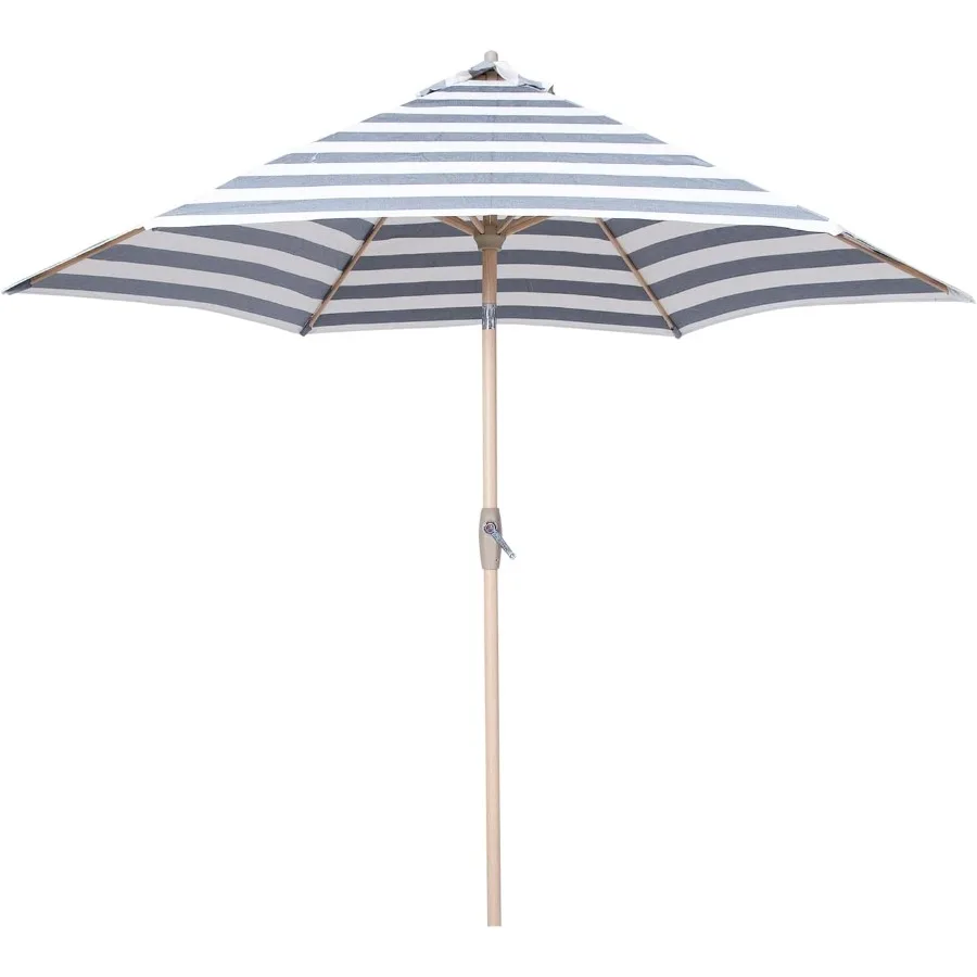 Gestreifte Terrassenschirme für den Tisch im Freien, mit Kurbel- und Druckknopf-Neigungsmechanismus, automatische Neigung, 8 Stahlrippen, hohe Farben