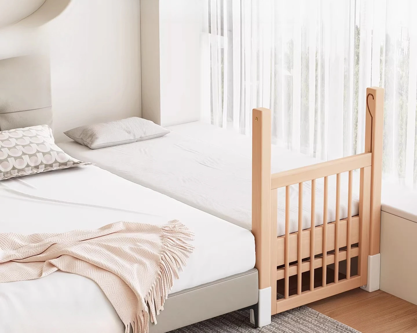 Splicing Bed Children, Newborn Babies, Widened Custom Bedside Bed Solid Wood Bed Flat Bay Window Adults Can Sleep