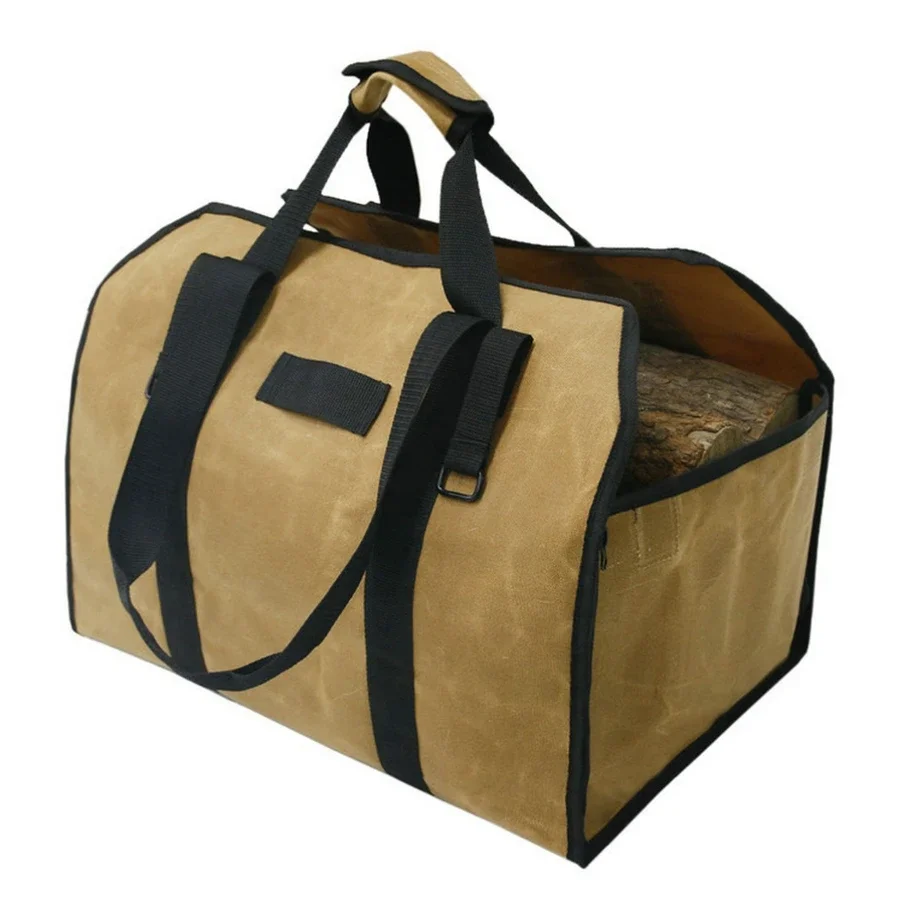 Waxed Canvas Bag Large Capacity Firewood Wood Carrier Bag Outdoor Camping Firewood Carrier Bag Home Storage Bag Package Supplies