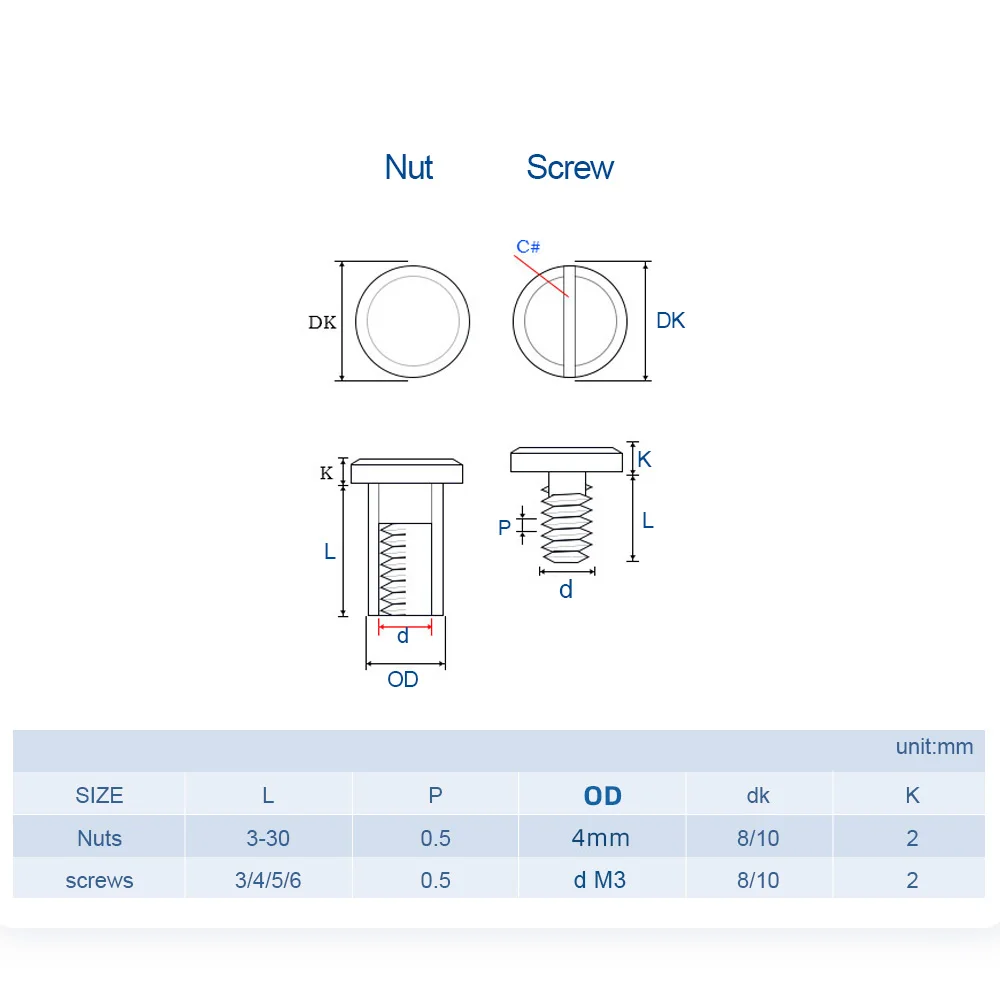 NINDEJIN 10sets OD4mm Brass Chicago Screw Leather Rivets Belt Screw M3 Bookbinding Screw Rivet Nails for DIY Jean Belt Handbag
