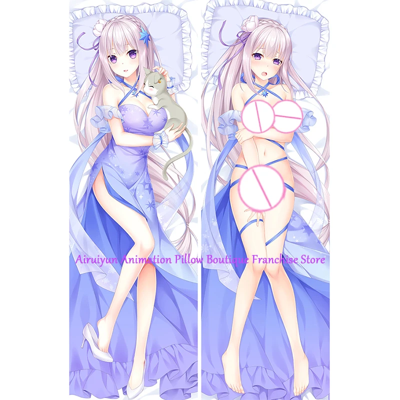 

Anime Dakimakura Pillow Case Emilia Sexy and Busty Beautiful Girl Double-Sided Halloween Decoration