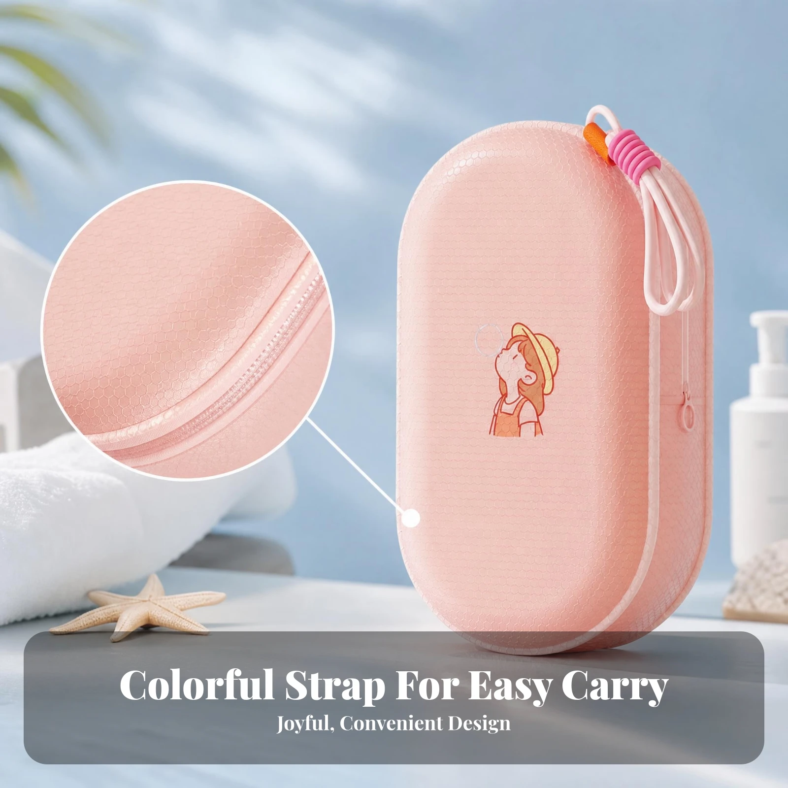 Waterproof Storage Pouch Cartoon Print EVA Pouch Organizer Case Portable Lightweight for Swimming, Beach