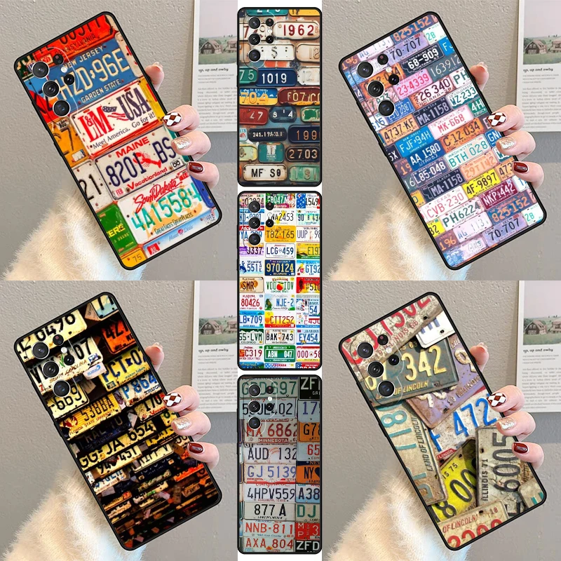 

Чехол для телефона в стиле ретро с номером номерного знака для Samsung Galaxy S23 S21 S20 FE S24 S25 S22 Ultra Note 10 20 Plus, силиконовый чехол