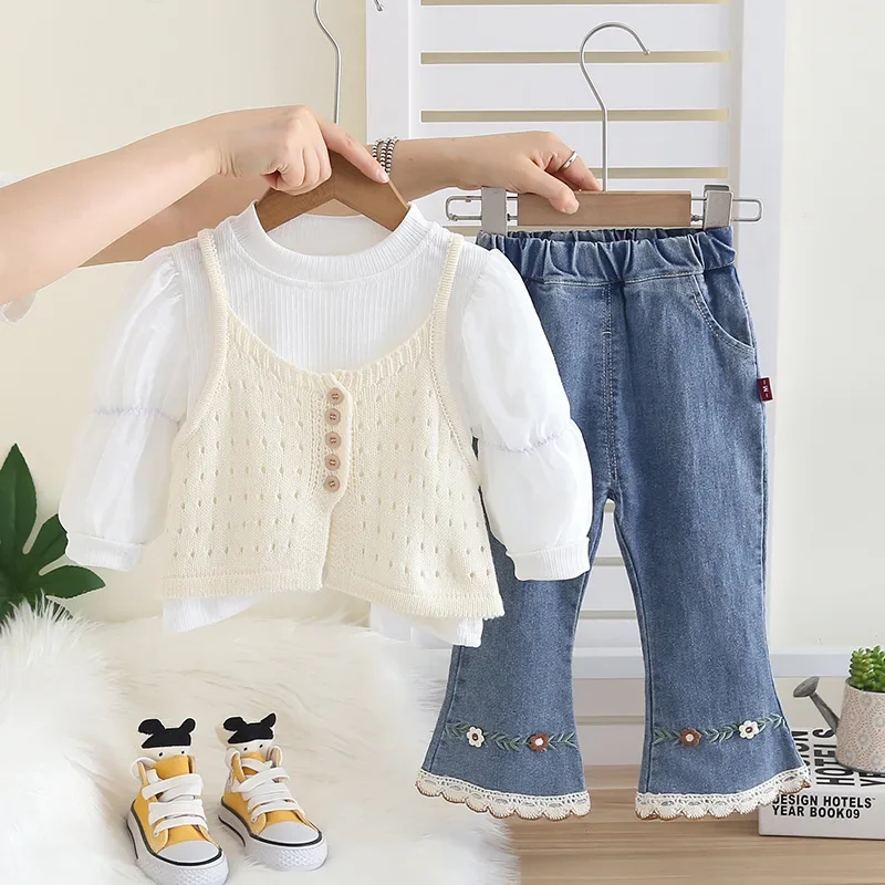 

New Spring Autumn Baby Clothes Suit Children Vest T-Shirt Pants 3Pcs/Sets Kids Girls Clothing Infant Costume Toddler Tracksuits